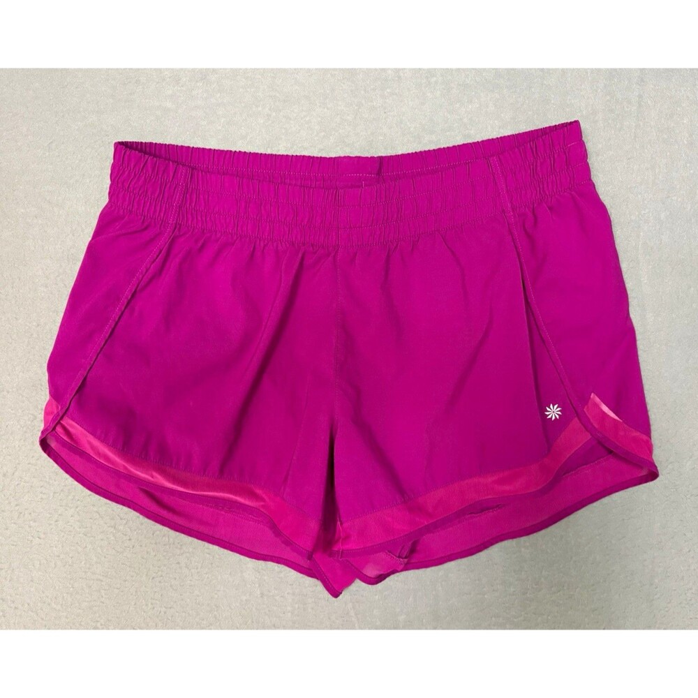 Athleta Women's Pink  Running Shorts Elastic Waistband Mesh Trim - Size L